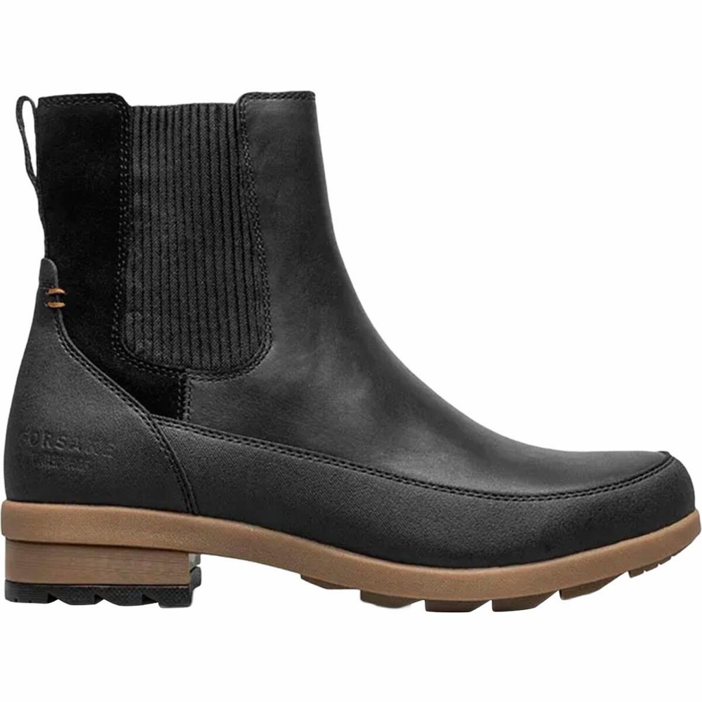 Women's Sofia Black Chelsea Ankle Boot with Contrasting Brown Sole